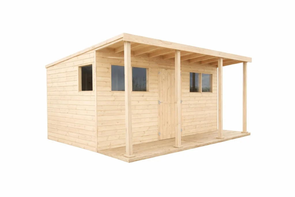 Wooden garden shed Alberta 4x4.5m + terrace 1x4.5m