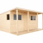 Wooden garden shed Alberta 4x4.5m + terrace 1x4.5m