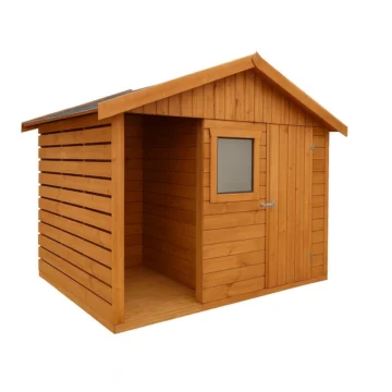 Wooden garden shed Vera 2.4 x 2.4 m + 1.5 x 2.4 m shelter