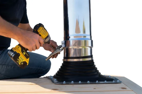 Installation of the heater, chimney and floor chimney