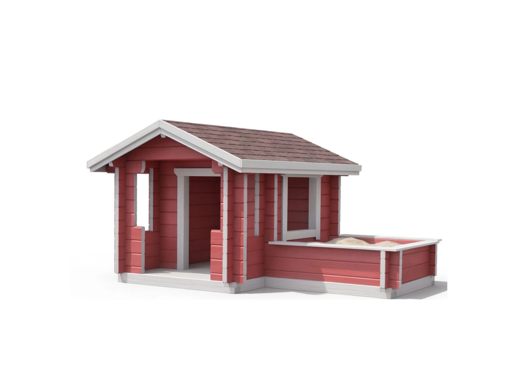 Children's log playhouse Sanremo 2.8 x 1.8 + sandpit 1.5 x 1.5 m