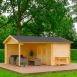 Garden log cabin Lino 3x2m + 3 x 2m shelter